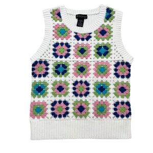 Design 365 Crocheted Granny Squares Sweater Tank Medium